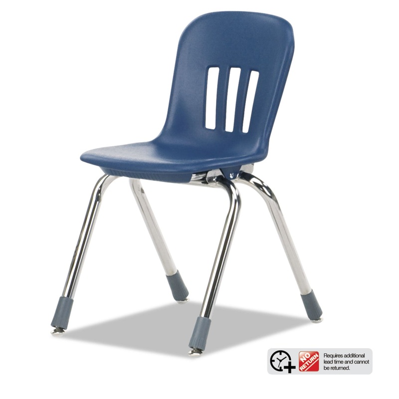 METAPHOR SERIES CLASSROOM CHAIR, 14.5″ SEAT HEIGHT, NAVY BLUE SEAT/NAVY BLUE BACK, CHROME BASE, 5/CARTON