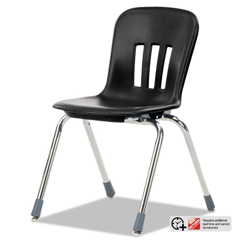 METAPHOR SERIES CLASSROOM CHAIR, 16.5″ SEAT HEIGHT, BLACK SEAT/BLACK BACK, CHROME BASE, 4/CARTON