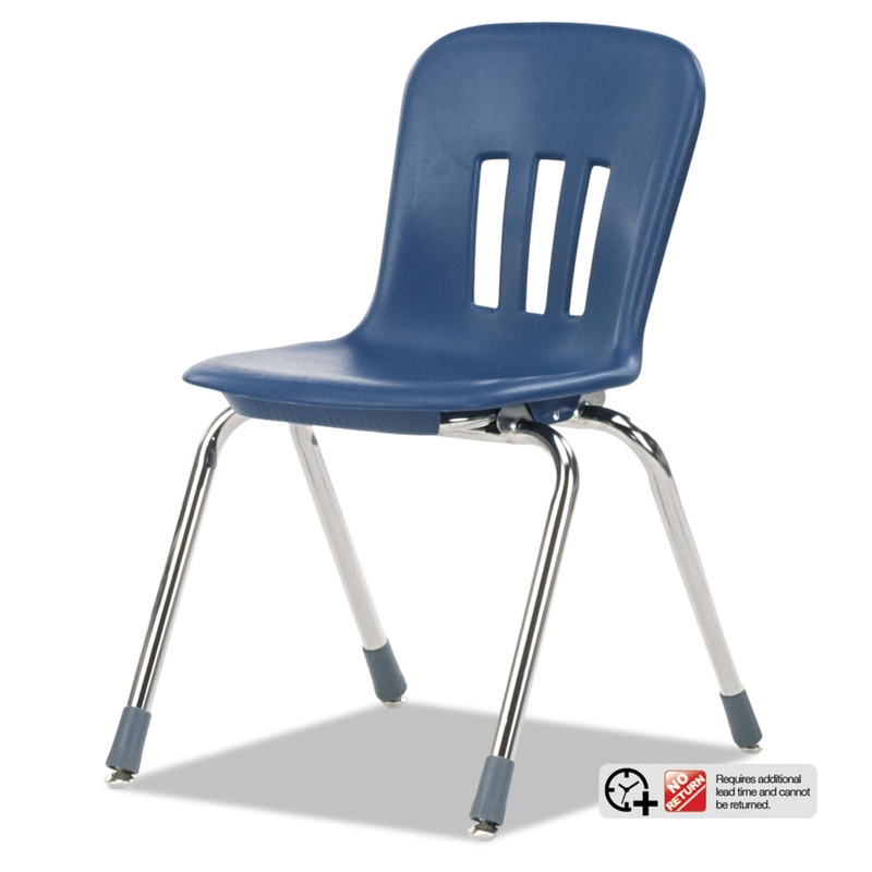 METAPHOR SERIES CLASSROOM CHAIR, 16.5″ SEAT HEIGHT, NAVY BLUE SEAT/NAVY BLUE BACK, CHROME BASE, 4/CARTON
