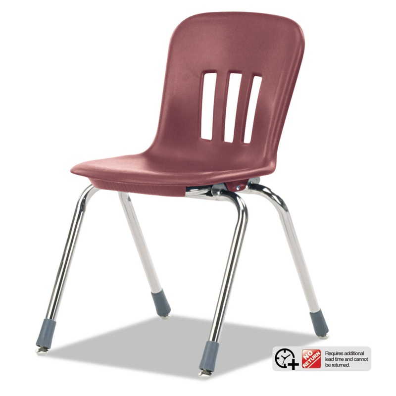 METAPHOR SERIES CLASSROOM CHAIR, 16.5″ SEAT HEIGHT, WINE SEAT/WINE BACK, CHROME BASE, 4/CARTON