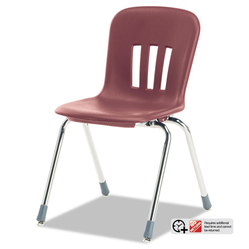 METAPHOR SERIES CLASSROOM CHAIR, 18″ SEAT HEIGHT, WINE SEAT/WINE BACK, CHROME BASE, 4/CARTON