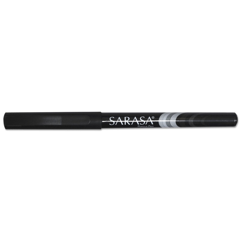 SARASA STICK POROUS POINT PEN, FINE 0.8MM, BLACK INK/BARREL, DOZEN