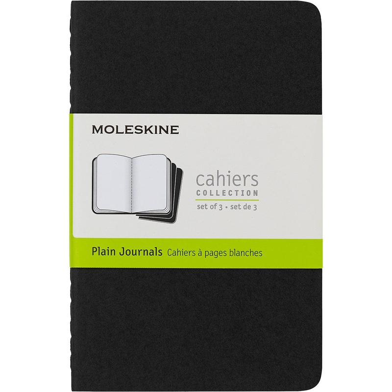 Moleskine Cahier Journals Pocket Black Plain Pack 3