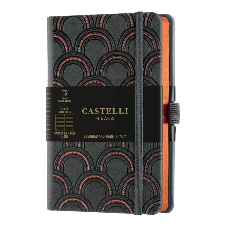 Castelli Notebook Copper and Gold Pocket Ruled Art Deco Copper