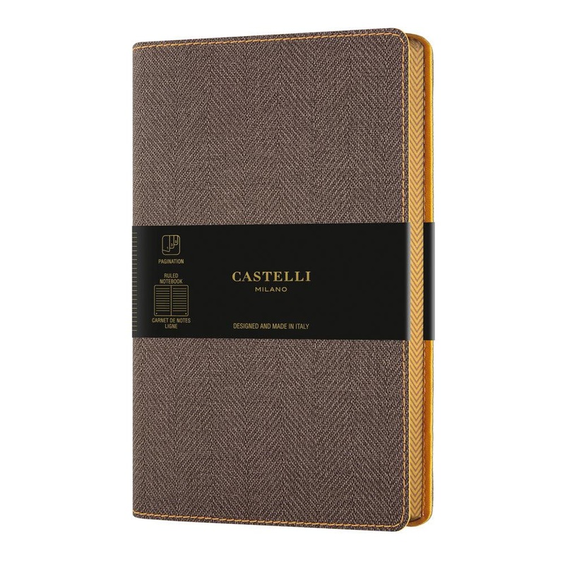 Castelli Notebook Harris Pocket Ruled Tobacco Brown
