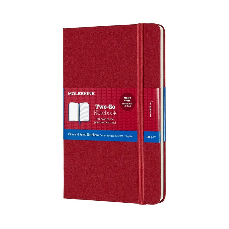 Moleskine Two-Go Notebook Medium Ruled/Plain Cranberry Red
