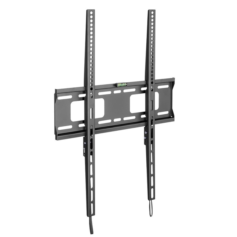 BRATECK 37-75″ Fixed Portrait Lockable Signage TV Wall Mount. Heavey Duty Supports up to 75Kgs, Includes Hook-on Bubble Level, Max VESA 400×600. Anti-Theft Locking Hole. Matte Black Colour