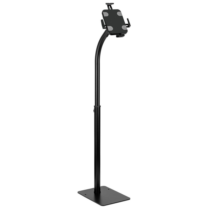BRATECK Universal Anti-Theft Tablet Floor Stand for All 7.9-11 Tablets Built-In Height Adjust up to 1190mm Includes Security Screw to Prevent Theft. 360 Rotation. Includes Silicone & EVA Pads. Black