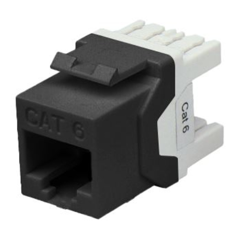 DYNAMIX Cat6 UTP Keystone RJ45 Jack for 110 Face Plate. T568A/B Wiring. 180 Jack. Colour Black.