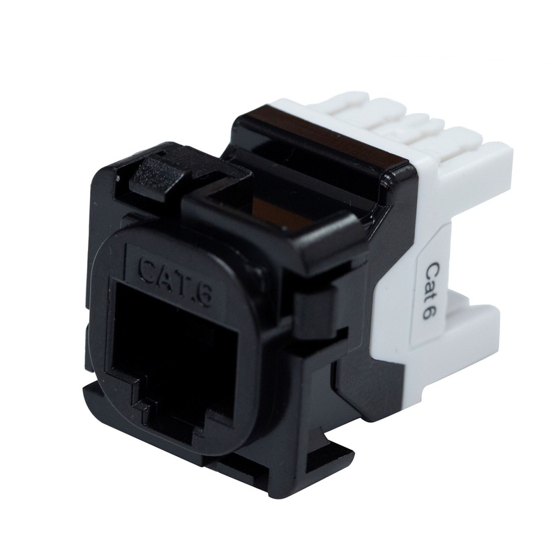 DYNAMIX Cat6 UTP Keystone RJ45 Jack for AMDEX Face Plates. White Recommend for use with RJ45 Plugs Only. T568A Wiring Only. Black