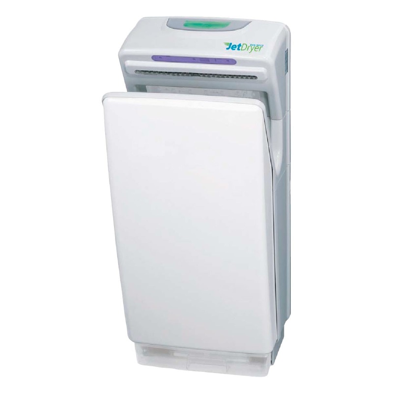 JETDRYER Business Hands-In 850W Hygienic Auto-Sensing Hand Dryer. LCD Screen with Count Down. High Speed Airflow Dries Hands in 10 Sec Auto Shut Off. Removable Drip Collection Tray. White Colour.