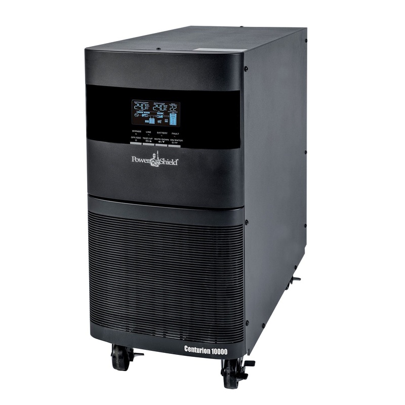 POWERSHIELD Centurion Tower 10kVA/ 8KW Double Conversion True Online UPS. Hard Wired Input & Output. DOES NOT INCLUDE BATTERIES. Needs 20x UPS12V9 Batteries. Needs 63Amp Dedicated Hard Wired Circuit