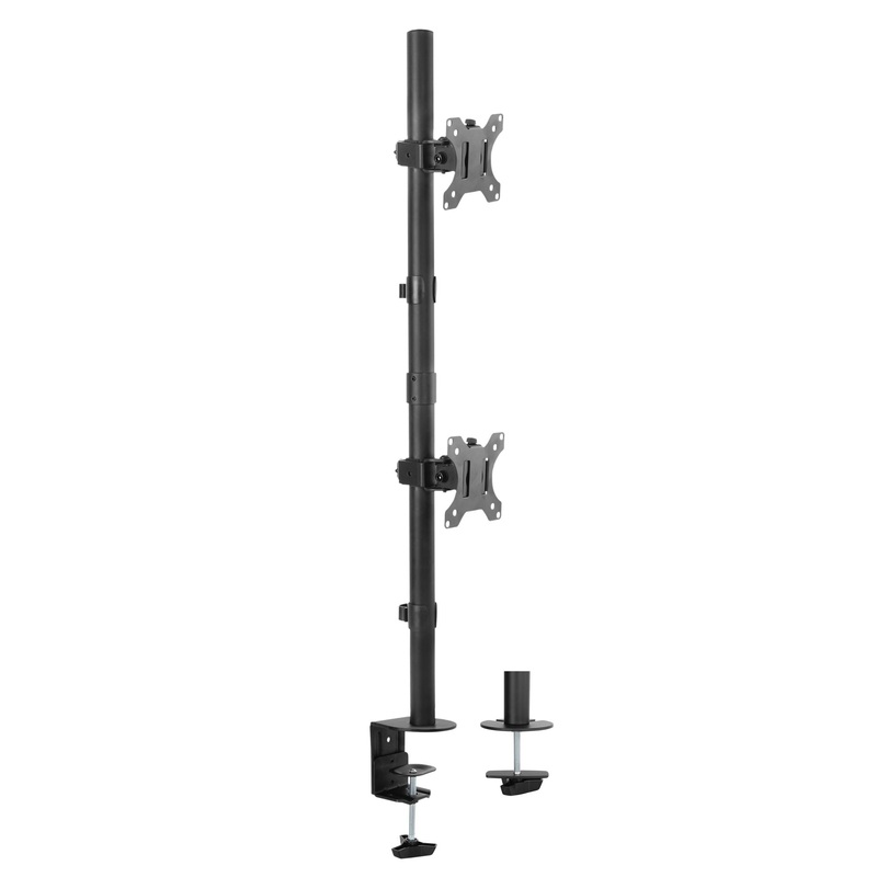 BRATECK 13″-32″ Dual Vertical Articulating Monitor Stand. Max Load 8kgs per Monitor. Rotate, Tilt & Swivel. Clamp & Grommet Option Height Adjustable. Buit in Cable Mangement.  VESA 75×75 & 100×100