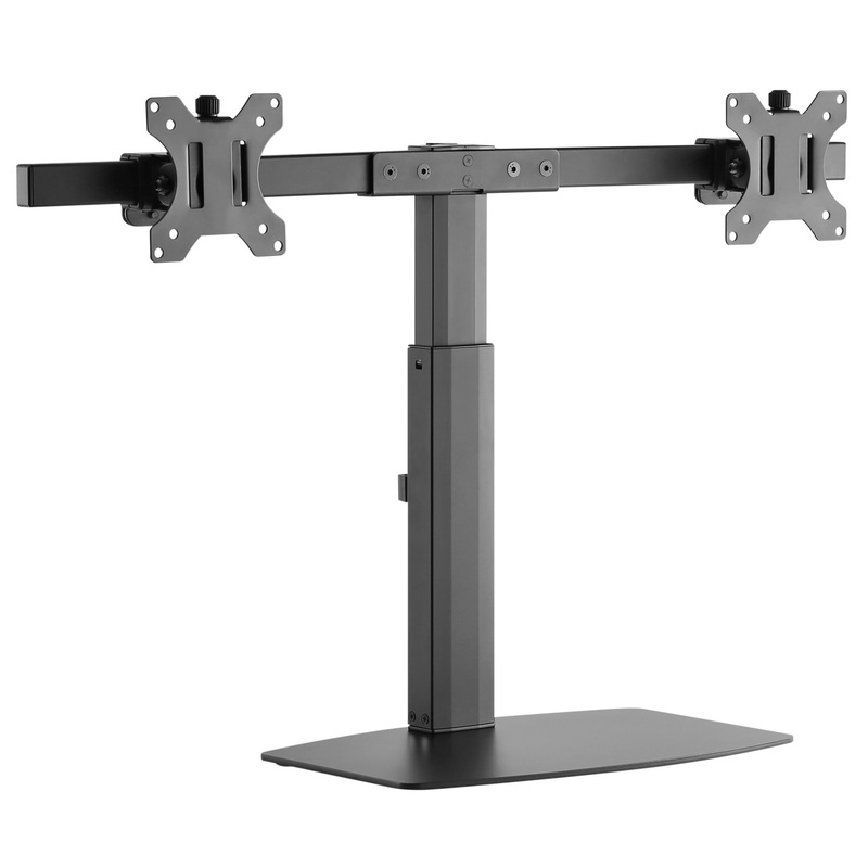 BRATECK 17”-27” Dual Screen Vertical Lift Monitor Stand. Easy Gas Spring Switch for effortless Adjustment. Detachable VESA Plate. Tilt & Rotate, VESA 75×75, 100×100, Max Load: 12Kgs. Cable Management.