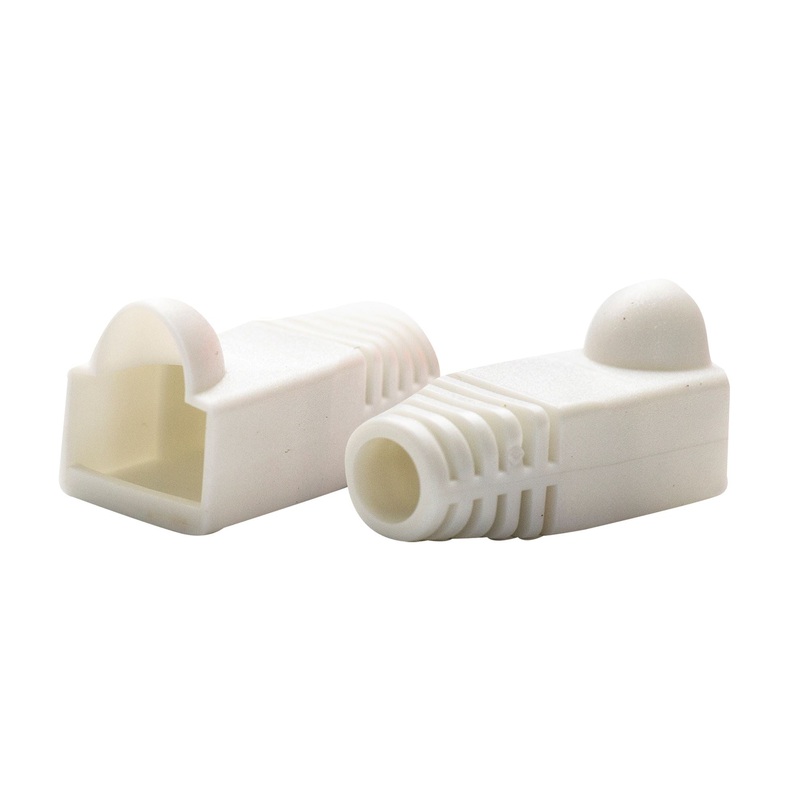 DYNAMIX WHITE RJ45 Strain Relief Boot (6.0mm Outside Diameter). 20pk bag.