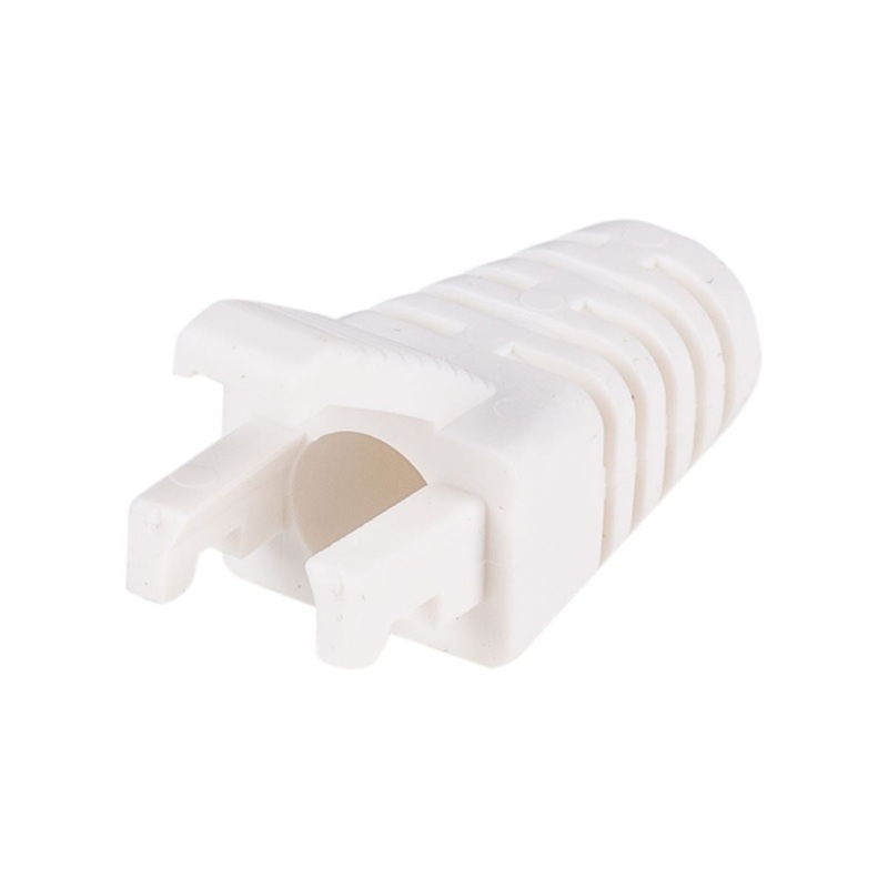 DYNAMIX WHITE RJ45 Strain Relief Boot – Slimline with Clip Protector (6.0 mm Outside Diameter) 20pk Bag