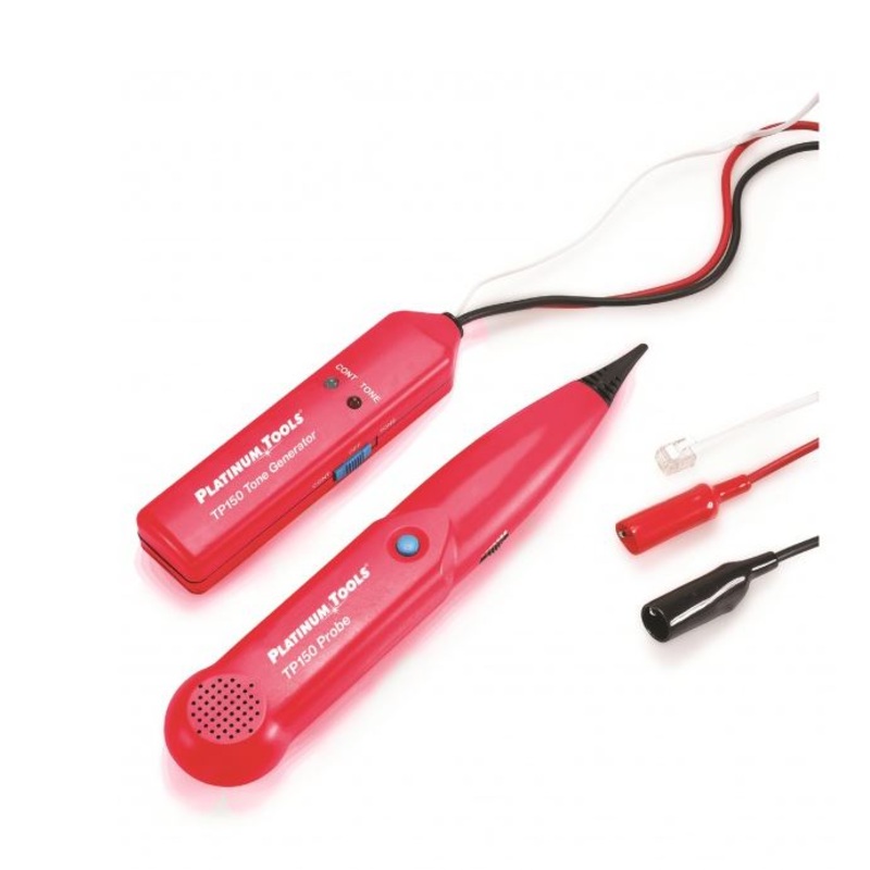 PLATINUM TOOLS Tone & Probe Set. Push button tone activation. Tapered tip. Thumb wheel volume adjust. Probe Sensitivity: 100~ 300KHz. Tone generation output: 1.5KHz square waveform.