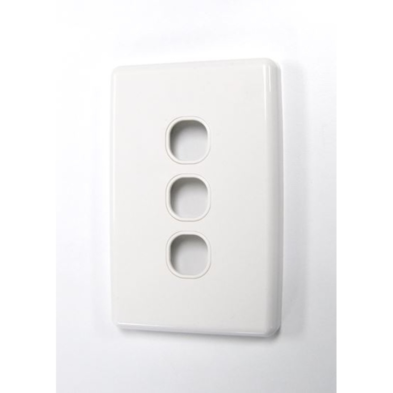 AMDEX Switch Plate ONLY. 3 Gang WPC Series Wall Face Full Cover Plate. (Accepts Clipsal Style Mechs)