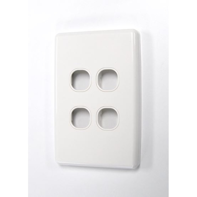 AMDEX Switch Plate ONLY. 4 Gang WPC Series Wall Face Full Cover Plate. (Accepts Clipsal Style Mechs)