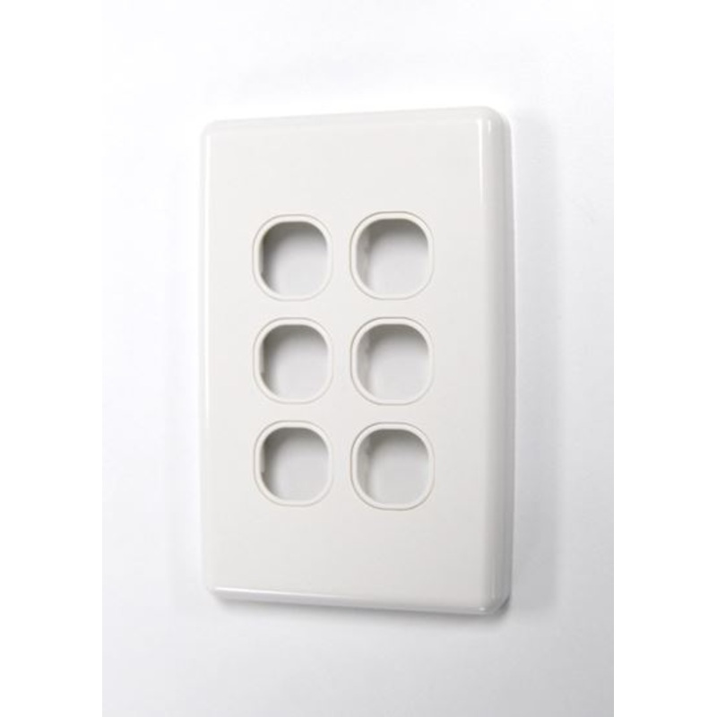 AMDEX Switch Plate ONLY. 6 Gang WPC Series Wall Face Full Cover Plate. (Accepts Clipsal Style Mechs)