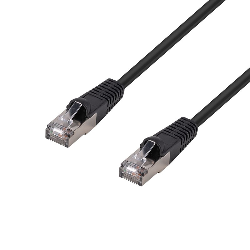 DYNAMIX 0.75m Cat6A S/FTP Black Slimline Shielded 10G Patch Lead. 26AWG (Cat6 Augmented) 500MHz with Gold Plate Connectors.
