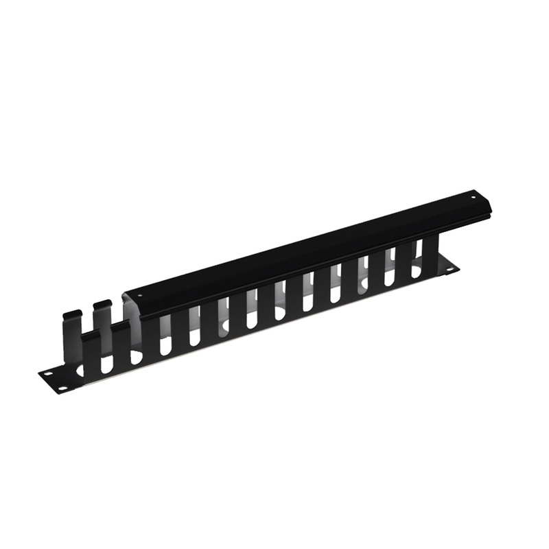 DYNAMIX 19” 1RU Finger Cable Management Bar with protective cap. 70mm Deep. Colour Black.