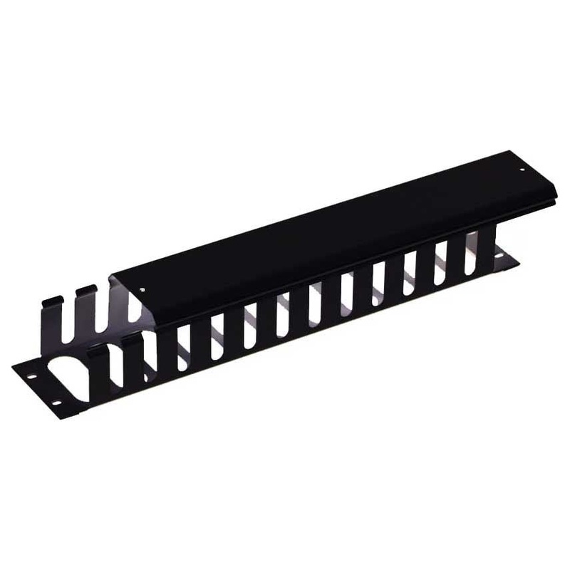 DYNAMIX 19” 2RU Finger Cable Management Bar with protective cap. 70mm Deep. Colour Black