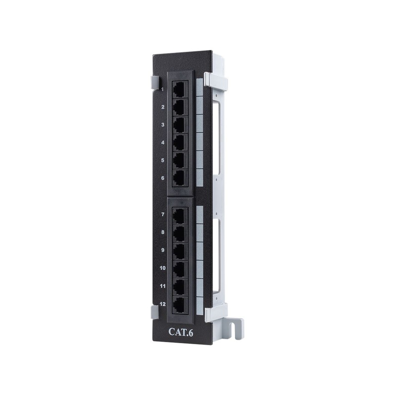 DYNAMIX Mini 1U RJ45 12 Port Patch Panel, Cat6 T568A & T568B Wiring Dims: L 254mm, W 60mm, D 40mm