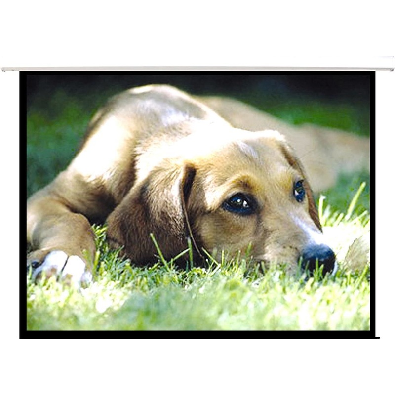BRATECK 100” Electric Projector Screen with Remote. Easy Clean Matte White Screen Material. 4:3 Aspect Ratio. 160 Degree Viewing Angle. Dual Wall Ceiling Mount Design.
