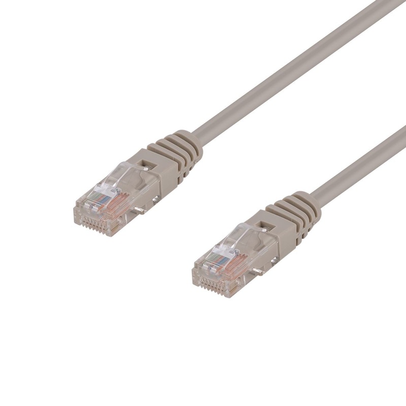 DYNAMIX 0.75m Cat5e Beige UTP Patch Lead (T568A Specification) 100MHz 24AWG Slimline Moulding & Latch Down Plug with RJ45 Unshielded Gold Plated Connectors.