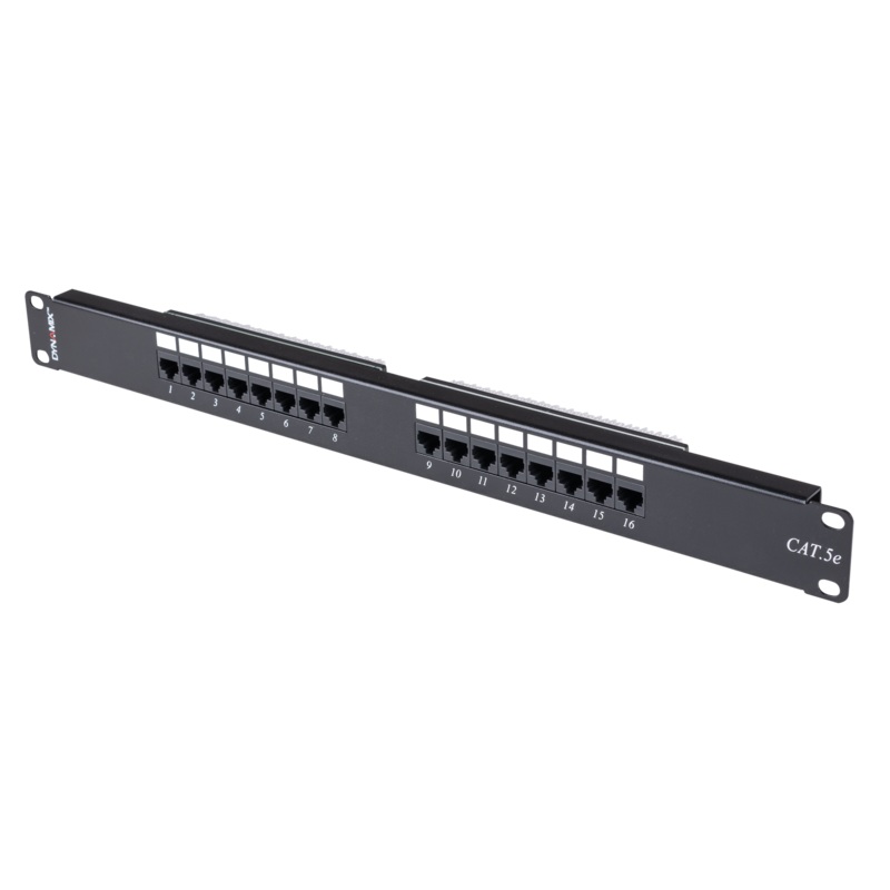 DYNAMIX 16 Port 19” Cat5e UTP Patch Panel, T568A & T568B Wiring. 1RU. 110x Terminations.
