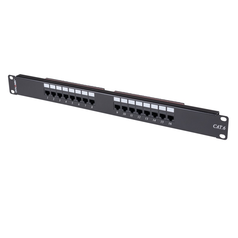 DYNAMIX 16 Port 19” Cat6 UTP Patch Panel, T568A & T568B Wiring. 1RU. 110x Terminations