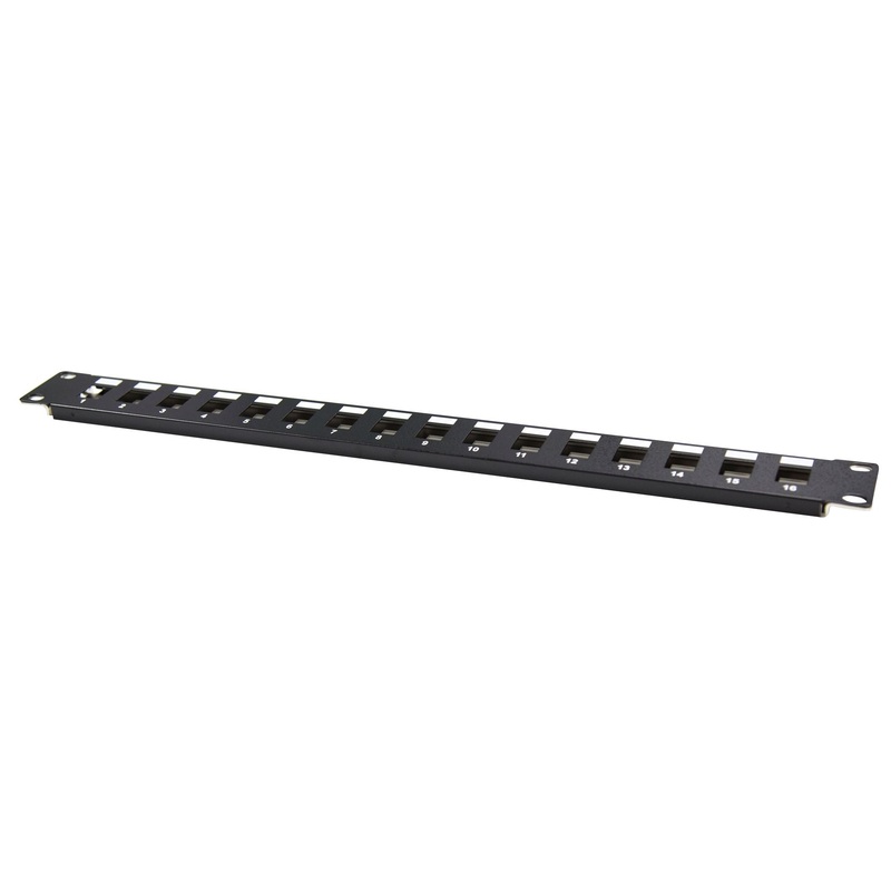 DYNAMIX 19” 16 Port Unloaded Patch Panel Keystone Inserts, 1RU *REQUIRES SLIMLINE KEYSTONE JACKS*
