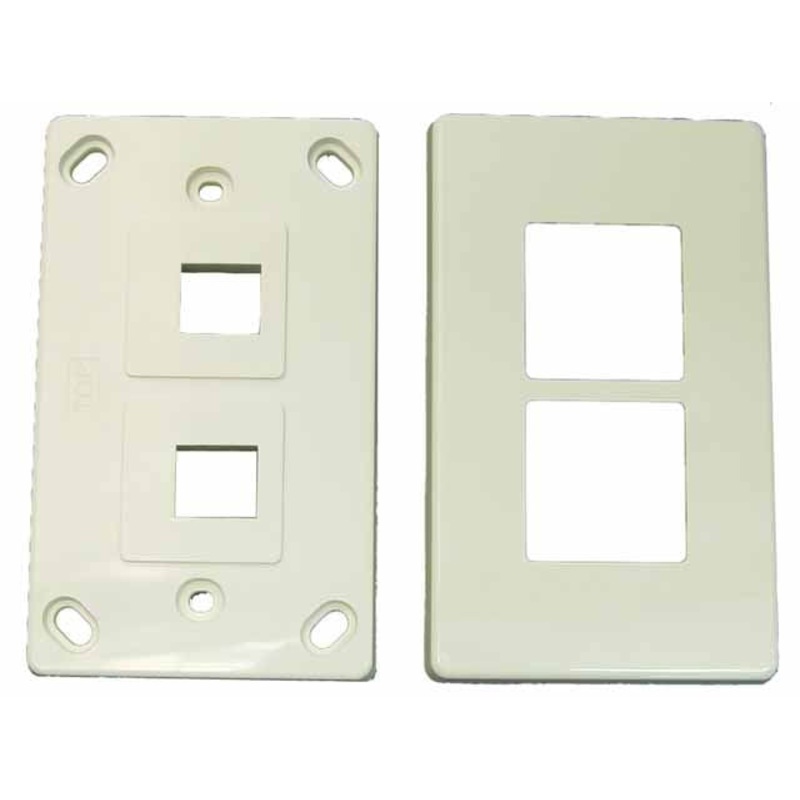 DYNAMIX Dual Port RJ45 Keystone Face Plate – 2x piece. Horizontal Mount.
