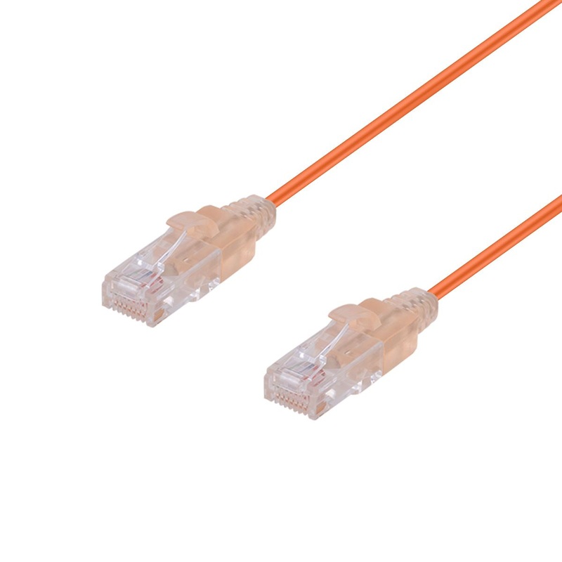 DYNAMIX 0.25m Cat6A 10G Orange Ultra-Slim Component Level UTP Patch Lead (30AWG) with RJ45 Unshielded Gold Plated Connectors. Supports PoE IEEE 802.3af (15.4W).