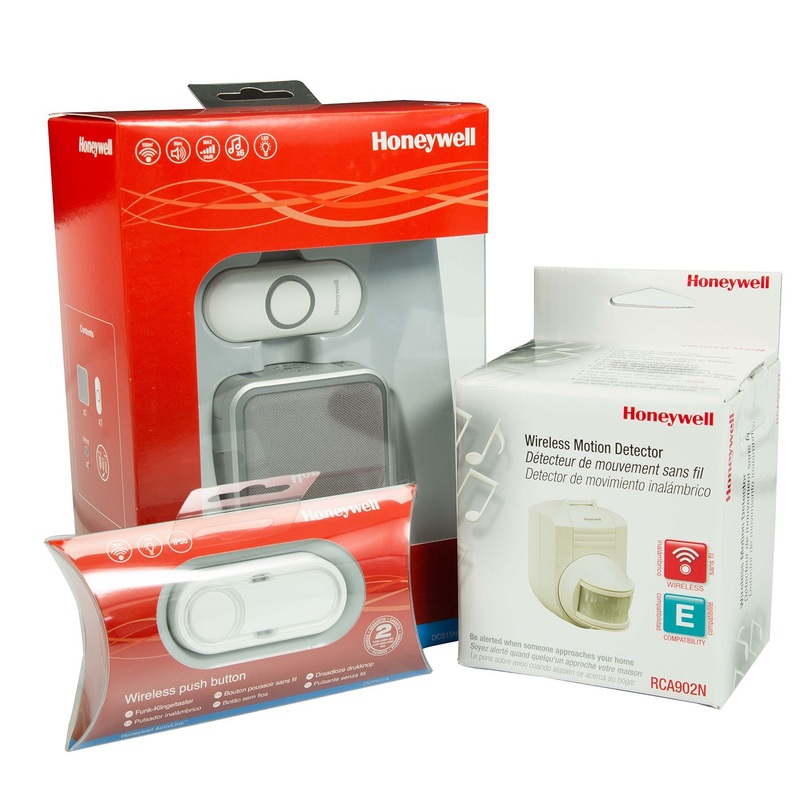 HONEYWELL Wireless Series 5 Plugin Doorbell with Nightlight. Includes 2x Wireless Push Buttons (HONDCP511GA) & 1x Motion Detector (HONRCA902A). 6x Selectable Colours