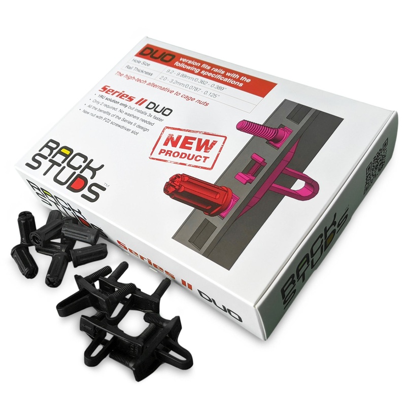 RACKSTUDS DUO 1RU 50-pack Mounting Solution for 19″ Racks. Ziplock Resealable Bag. Universal Replacements for Cage Nuts Used to Mount IT, Pro A/V, Security and Telecommunications equipment