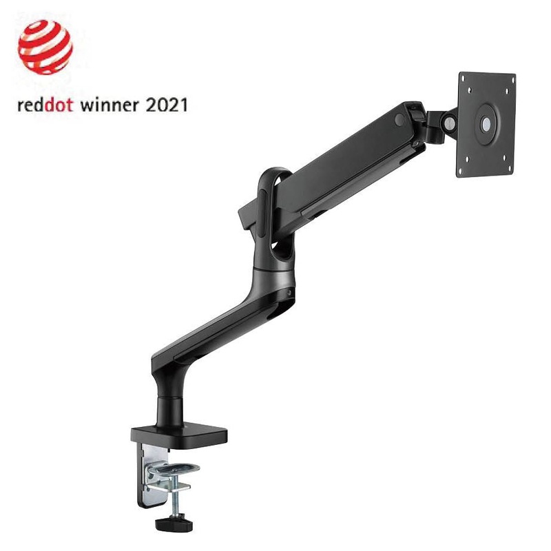 BRATECK 17″-32″ Premium Aluminium Spring-Assisted Desk Mount Monitor Arm. Supports VESA up to 100×100. Extend, Tilt and Swivel. Detachable VESA Plate.