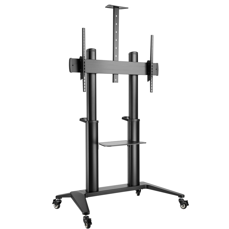 BRATECK 70″-120″ Large Screen Ultra-strong Mobile TV Cart. Max Load 140Kgs. VESA support up to 1000×600. Hidden Cable Management. Height Adjustable 1250-1600mm.