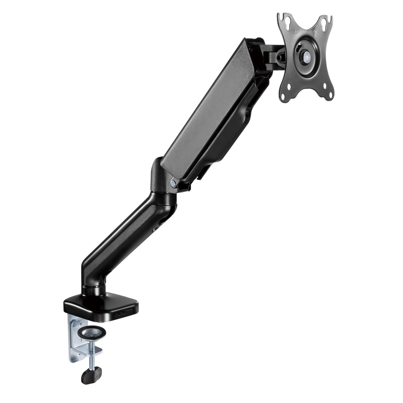 BRATECK Elegant 17″-32″ Counter Balance Monitor Desk Mount. Max Load up to 9Kgs. VESA 75×75 & 100×100. Gas Spring with Matt Plastic Surface. Extend, Tilt & Swivel. Black Colour