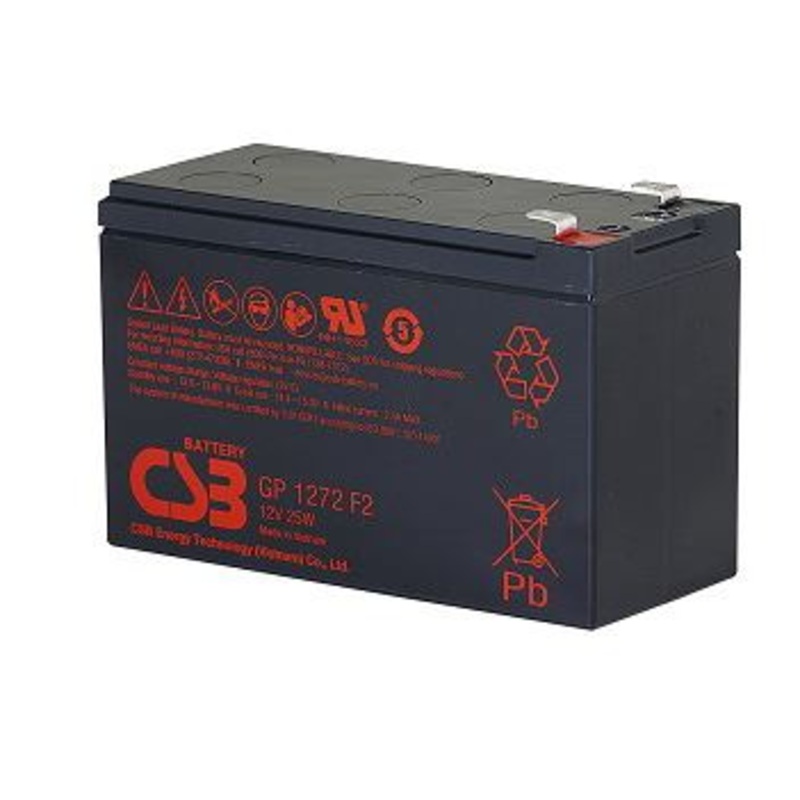 CSB 12v 7.2Ah 25W General Purpose Security Battery for Alarm Systems, Up to 5 years in Standby Service or more than 260 Cycles at 100% Discharge in Cycle Service, F1 Terminal.* Not recommended for UPS*