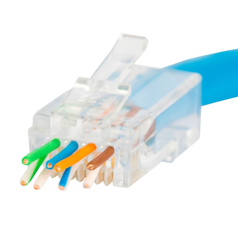 DYNAMIX Cat6/6A UTP push through plug, 3 prong,50 u” 20pc pack. For solid & stranded cable, Max conductor size : 1.15mm.