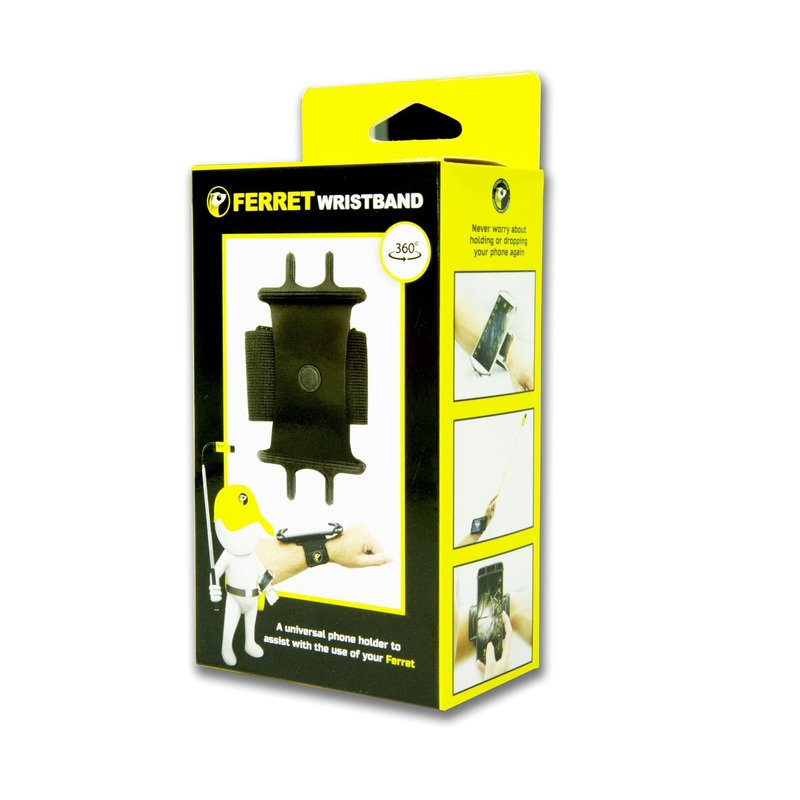 FERRET Wristband Universal Phone Holder to Assist with the use of Your FERRET. Work Safe. Work Smarter. Fits 3.5-6″ Smartphones & Devices. 360 Rotatable Design. Hands Free. Lightweight.