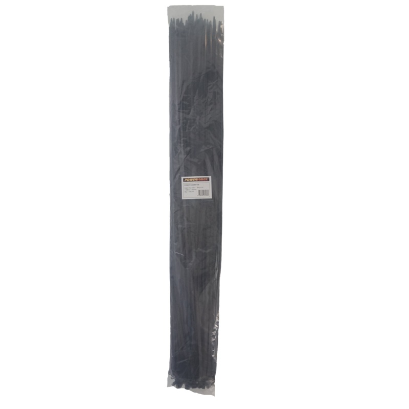 POWERFORCE Cable Tie Black UV 1168mm x 9mm Weather Resistant Nylon. Pack of 100. Made from U.L. Approved Nylon 6/6 with Flamability Rating of UL 94V-2.