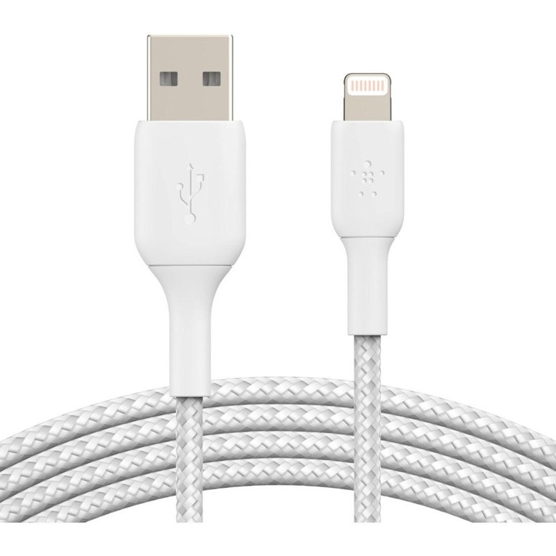 LIGHTNING TO USB-A BRAIDED CABLE 2M WHT