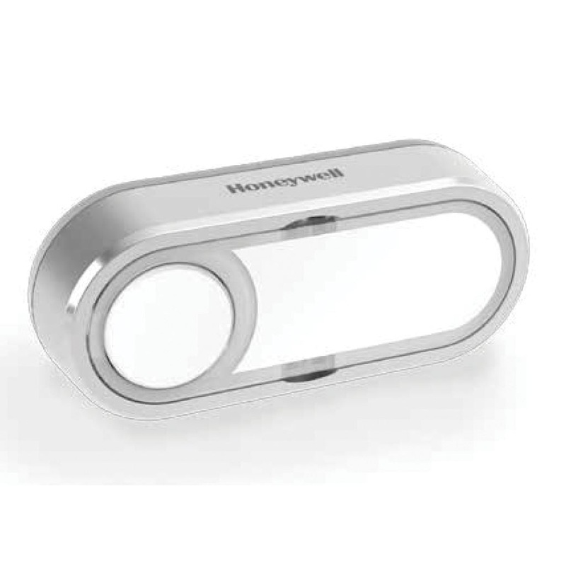 HONEYWELL Wireless Push Button with Nameplate and LED Confidence Light. Landscape, 200m Wireless, IP55, Secret Knock Function. Grey Colour.