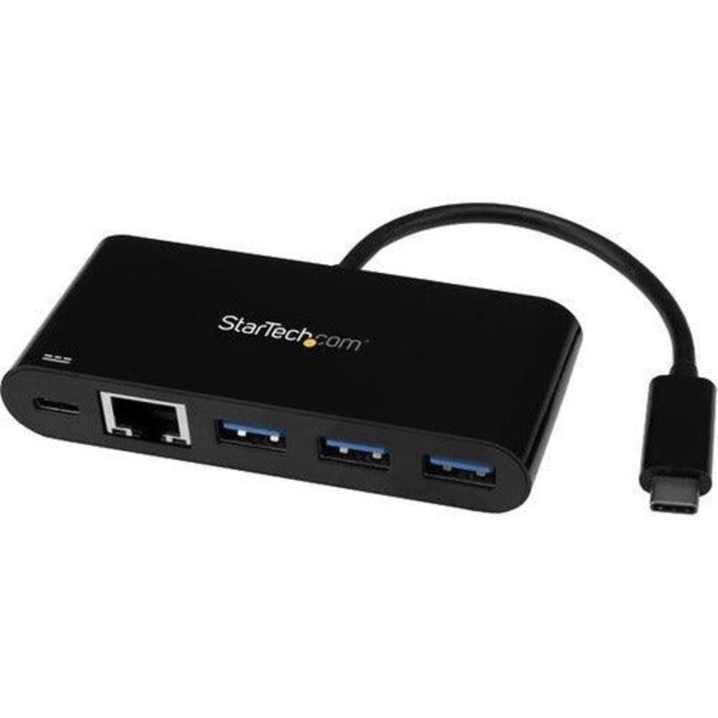 3 Port USB C Hub w/ GbE & PD – USB 3.0