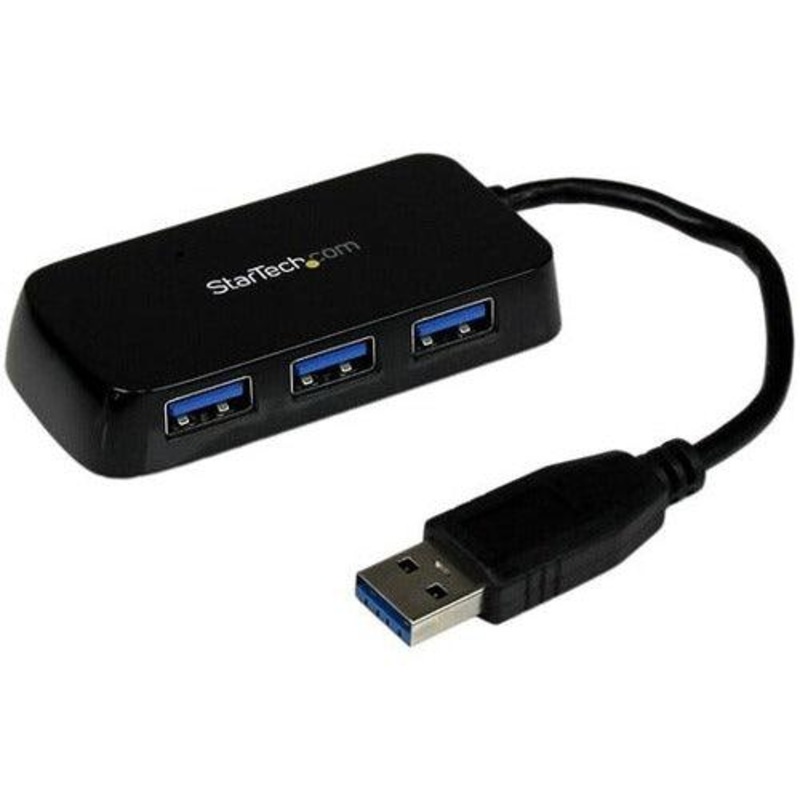 Portable 4 Port Mini USB 3.0 Hub – Black