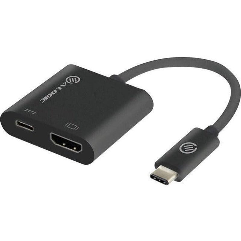 15CM USB-C 2 HDMI ADAPTER WITH USB-C BLK