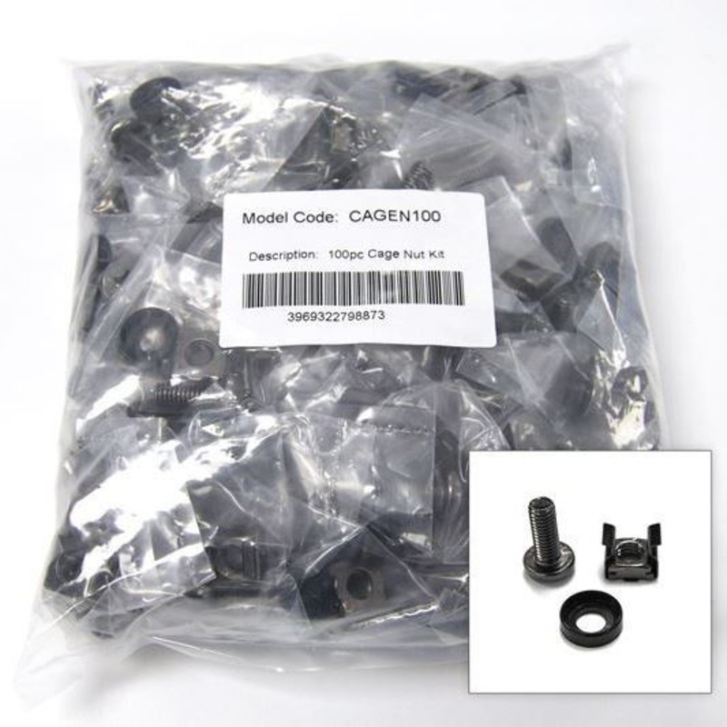 DYNAMIX 100pc Pack, 3 Piece Cage Nut. Bagged with M6 12x cross screw & nut. Colour Black